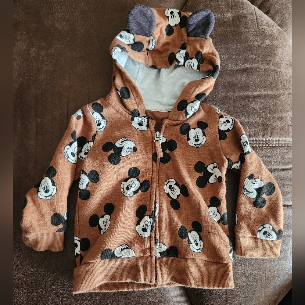 H&M toddler Disney Mickey zip up sweatshirt, size 6m